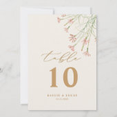 Carte Charme élégant Fleur sauvage Mariage Numéro de tab (Dos)