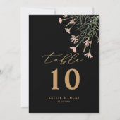 Carte Charme élégant Fleur sauvage Mariage Numéro de tab (Dos)