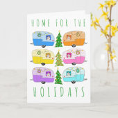 Carte Charming Christmas Camper Vintage Trailer RV Xmas (Fleur jaune)