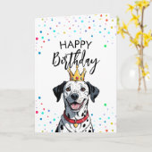 Carte Charming Dalmatie Chien Anniversaire (Fleur jaune)