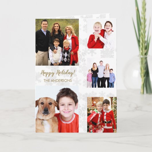 Carte Charming Holiday Famille Photo Collage Monogramme (Devant)