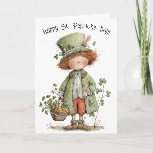 Carte Charming Leprechaun Happy St Patrick's Day (Devant)