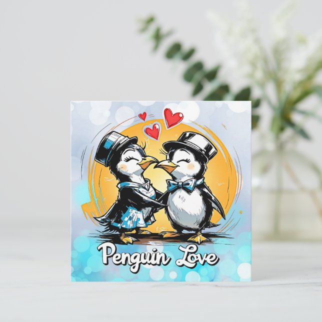 Carte Charming Penguin Couple (Debout devant)