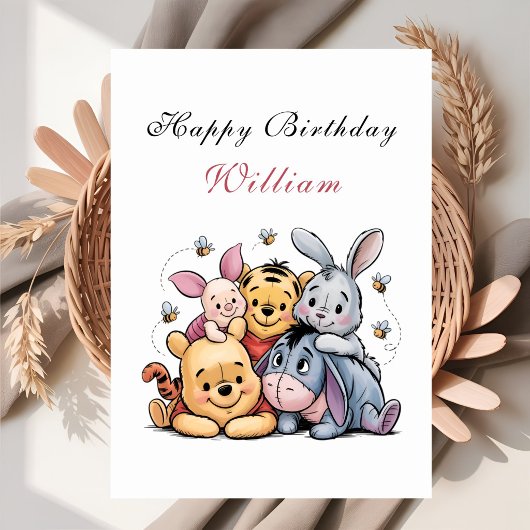 Carte Charming Pooh & Friends Birthday