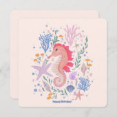 Carte Charming Seahorse et Coral Reef (Devant / Derrière)