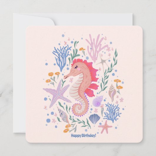 Carte Charming Seahorse et Coral Reef (Devant)
