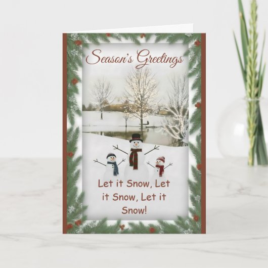 Carte Charming snowmen serene winter landscape (Devant)