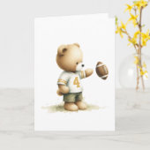 Carte Charming Teddy Bear Football Player Blank Grey (Fleur jaune)