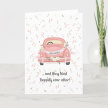 Charming Vintage Car Félicitations Mariage Card