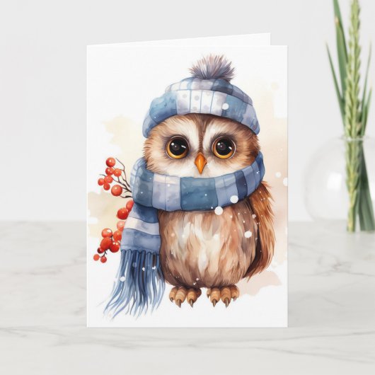 Carte Charming Winter Owl Whimsy (Devant)