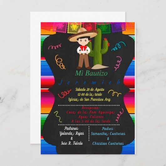 CARTE CHARRO BAUTIZO (Devant / Derrière)