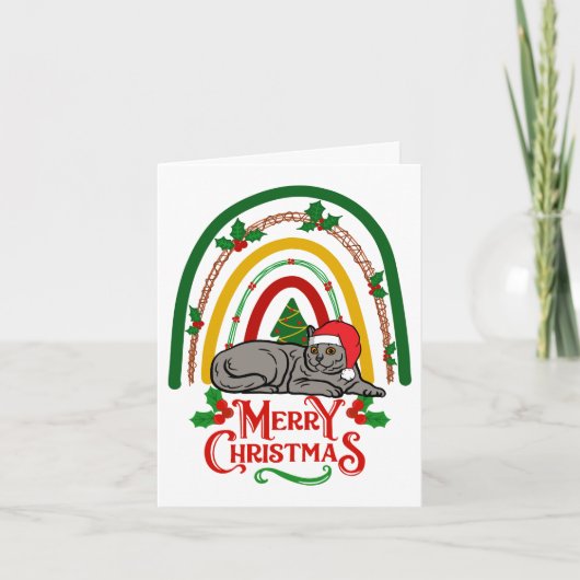 Carte Chartreux chat Joyeux Noël (Devant)