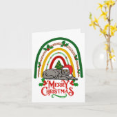 Carte Chartreux chat Joyeux Noël (Fleur jaune)