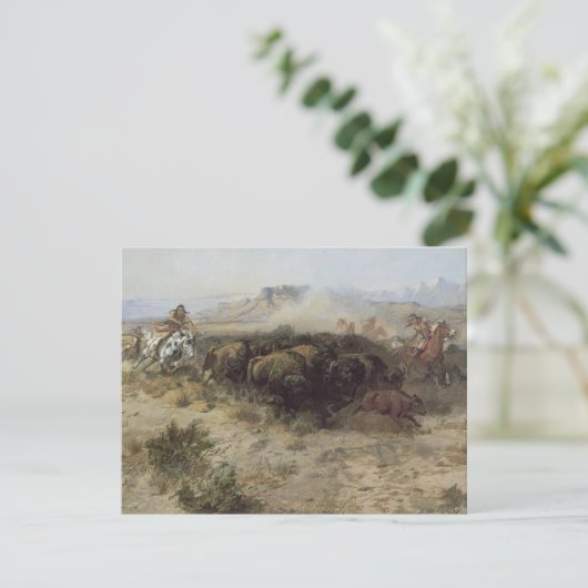 Carte Chasse au bison no 26 par CM Russell, Indiens Vint (Debout devant)