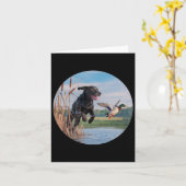 Carte Chasse Black Labrador Lab Chasse aux canards. Oise (Fleur jaune)