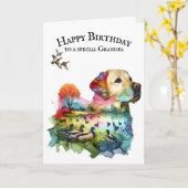 Carte Chasse Labrador Retriever Pour Grand-Père (Fleur jaune)