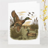 Carte Chasse-Rétro-Volant-Caner-Mallard, (Fleur jaune)
