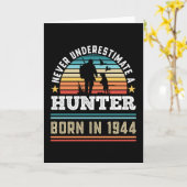 Carte Chasseur né 1944 80e Anniversaire Chasse Chien Cad (Fleur jaune)