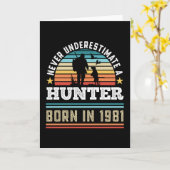 Carte Chasseur né 1981 40e Anniversaire Chasse Chien Cad (Fleur jaune)