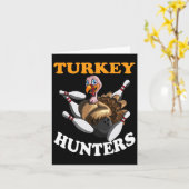 Carte Chasseurs de Dindes Dinde Bowling de Thanksgiving (Fleur jaune)