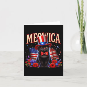 Carte Chat 4 juillet Drapeau américain Meowica Jour du s