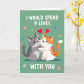 Carte Chat 9 Vies Amour Éternel (Fleur jaune)