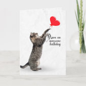 Carte Chat à bascule d'anniversaire avec ballon de coeur (Devant)