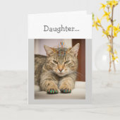 Carte Chat A L'Air Bonne Fille. Anniversaire Fun Animal (Fleur jaune)