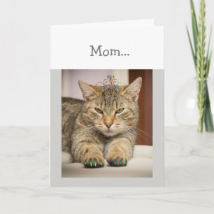 Carte Chat à l'air bonne mère, maman Anniversaire Fun An