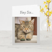 Carte Chat À L'Air Bonne Soeur Anniversaire Animaux Amus (Fleur jaune)