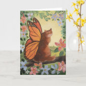 Carte Chat à papillon monarque dans la prairie (Fleur jaune)