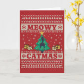 Carte Chat à sueur moche à Noël des arbres (Fleur jaune)