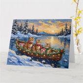 Carte Chat abyssin Noël Bateau Fêtes (Fleur jaune)