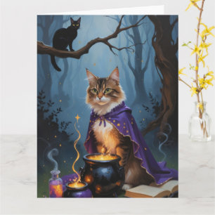 Carte Chat Abyssin  Peinture fantaisiste d'Halloween 