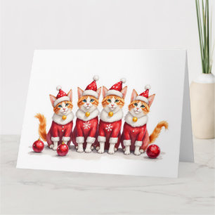 Carte Chat abyssin tenue de Noël chapeau de Père Noël