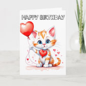 Carte Chat adorable Little Kitty Joyeux anniversaire (Devant)