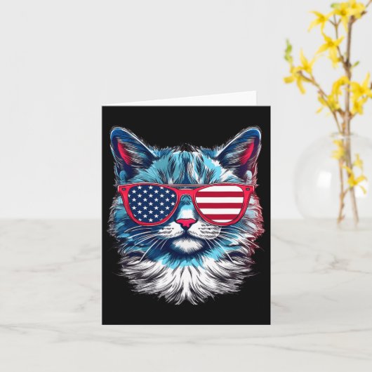 Carte Chat Américain Lunettes De Soleil Drapeau Usa 4 Ju (Fleur jaune)