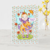 Carte Chat "amour vous" nom customisé pour l'enfant (Fleur jaune)