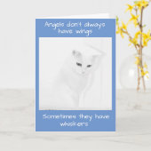 Carte Chat Ange Blanc Offre La Sympathie (Fleur jaune)