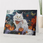 Carte Chat angora turc Halloween effrayant (Devant)