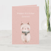 Carte Chat anniversaire rose pâle  (Devant)