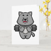 Carte Chat au Biceps à l'entraînement avec Haltère (Fleur jaune)