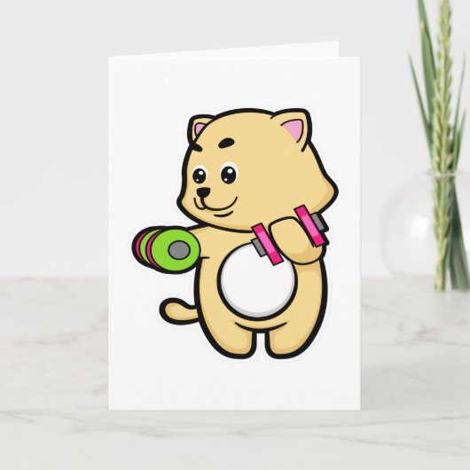 Carte Chat au biceps en entraînement avec haltères (Devant)