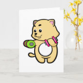 Carte Chat au biceps en entraînement avec haltères (Fleur jaune)