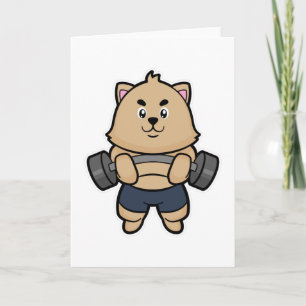 Carte Chat au bodybuilding avec haltère