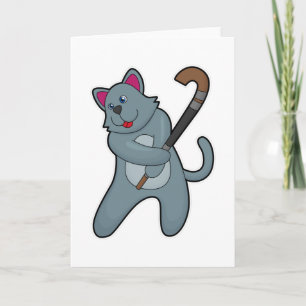 Carte Chat au hockey avec bâton de hockey