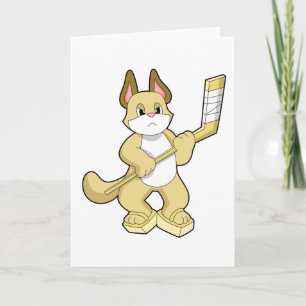Carte Chat au hockey sur glace avec bâton de hockey sur 
