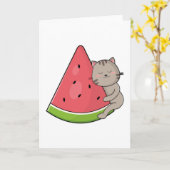 Carte Chat au melon d'eau (Fleur jaune)