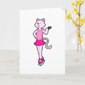 Carte Chat au patinage sur glace avec fleur (Fleur jaune)