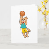 Carte Chat au sport de basket-ball (Fleur jaune)